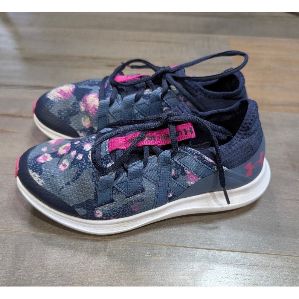 Under Armour Girls Sneakers Size 3.5Y Floral Athletic Running Shoes Pink